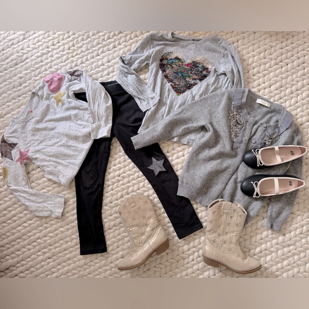 4T 5T fall Girls sparkle bundle sequin Outfit Set